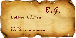 Bekker Géza névjegykártya