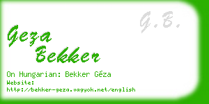 geza bekker business card